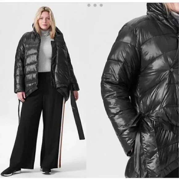 UNIVERSAL STANDARD | blue black kanda asymmetrical puffer coat S NWT $248 - Picture 2 of 16